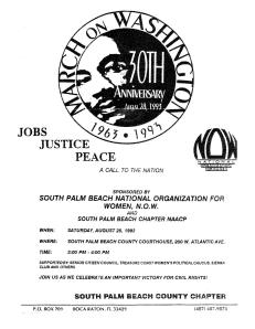 1993 Flyer announcing joint NOW-NAACP program celebrating 30th anniversary of March on Washington and Women's Equality Day