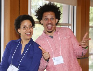Amy and Eric Andre, goofing off a bit